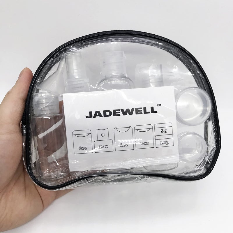 JADEWELL 4 Pack Travel Bottles Set with Zipper Bag Containers for Toiletries Shampoo Conditioner Lotion Body Wash Liquid Leak-Proof Carry-on for Airplane - Image 2
